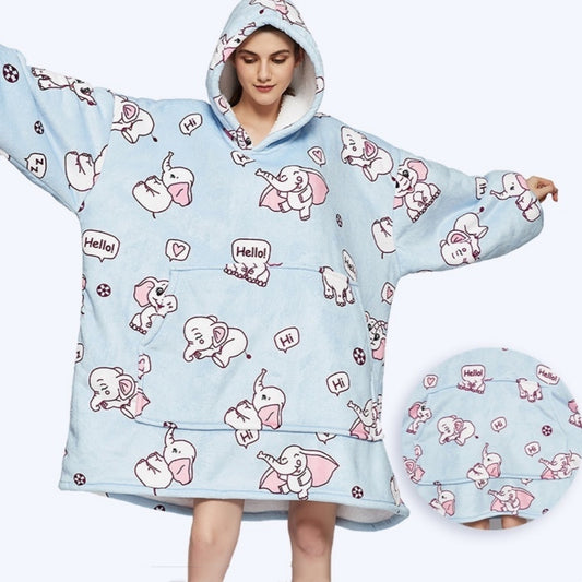 Cross-border Amazon Flannel Lazy Blanket Double-layer Fleece Blanket Hoodie Lambswool Pajamas Lazy Clothes